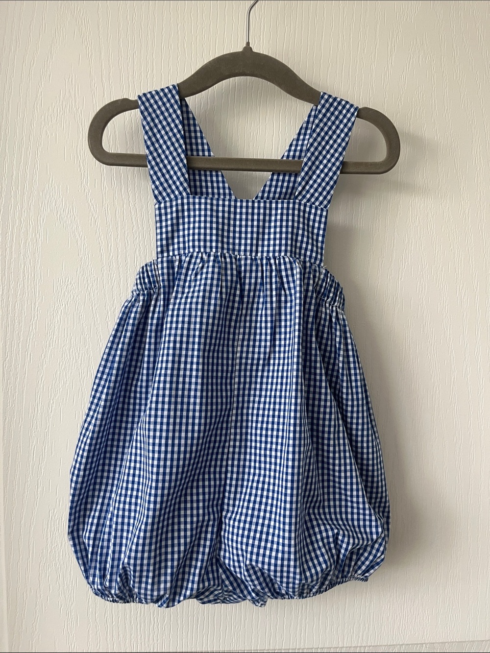 The Beaufort Bonnet Company Blue and White Gingham Bubble One-Piece 3T